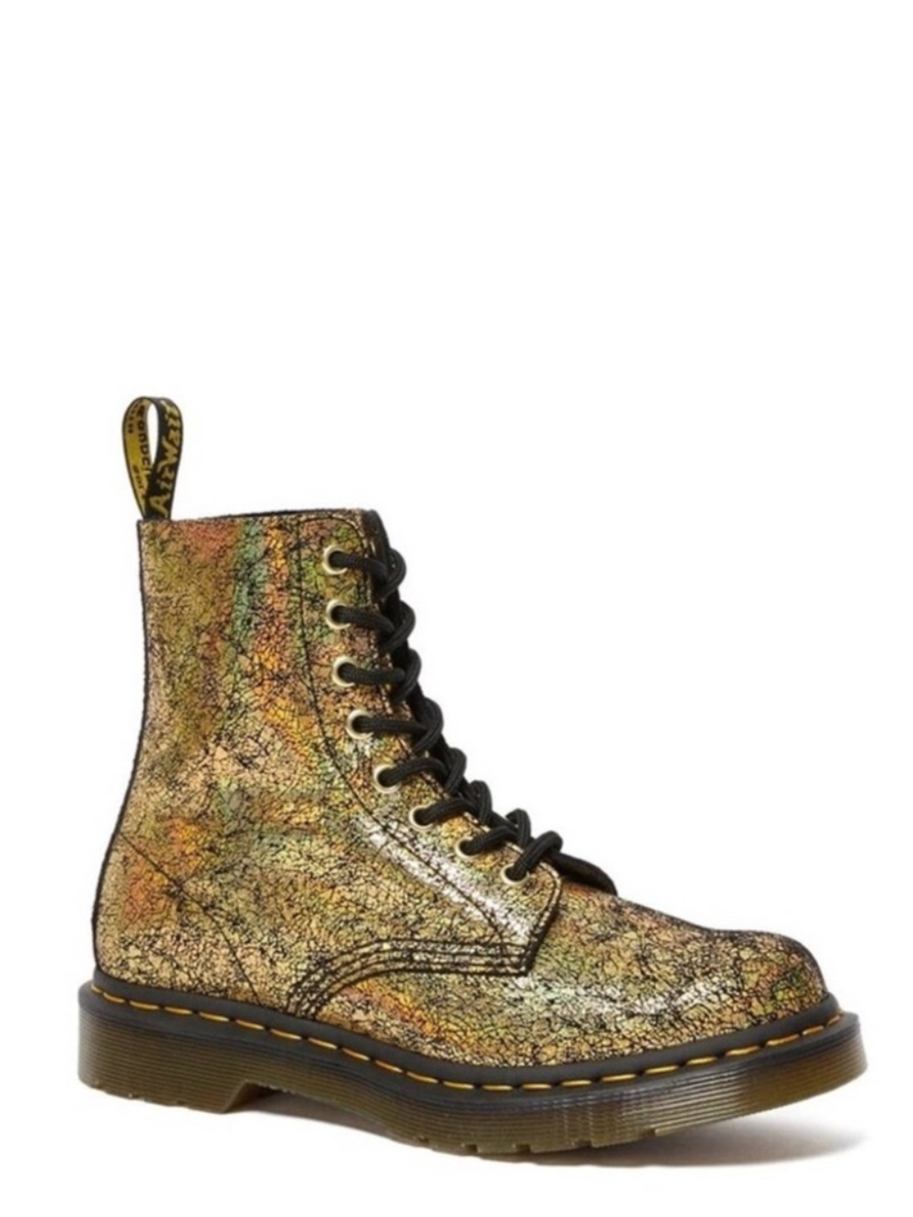 Dr. Martens 1460 Pascal Metallic Leather Lace Up Boots Gold Sz 8
